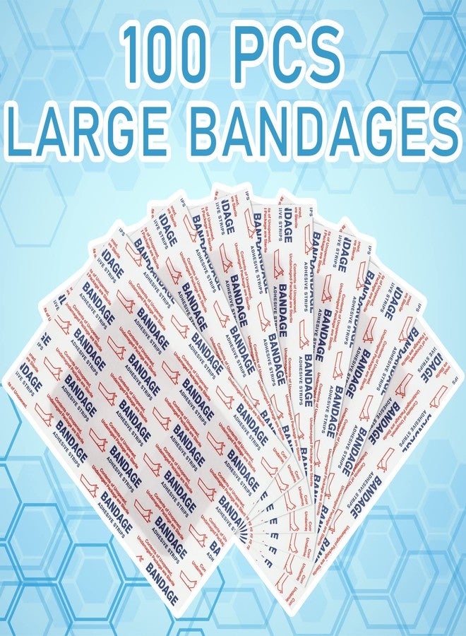 ضمادات مارسوي كبيرة الحجم (100 قطعة) 3 × 4 بوصة، ضمادات لاصقة مرنة للعناية بالجروح، مصنوعة من قماش خالٍ من اللاتكس لحماية الجروح، حجم كبير للإسعافات الأولية والعناية بالجروح، تشكيلة متنوعة. - Image 4